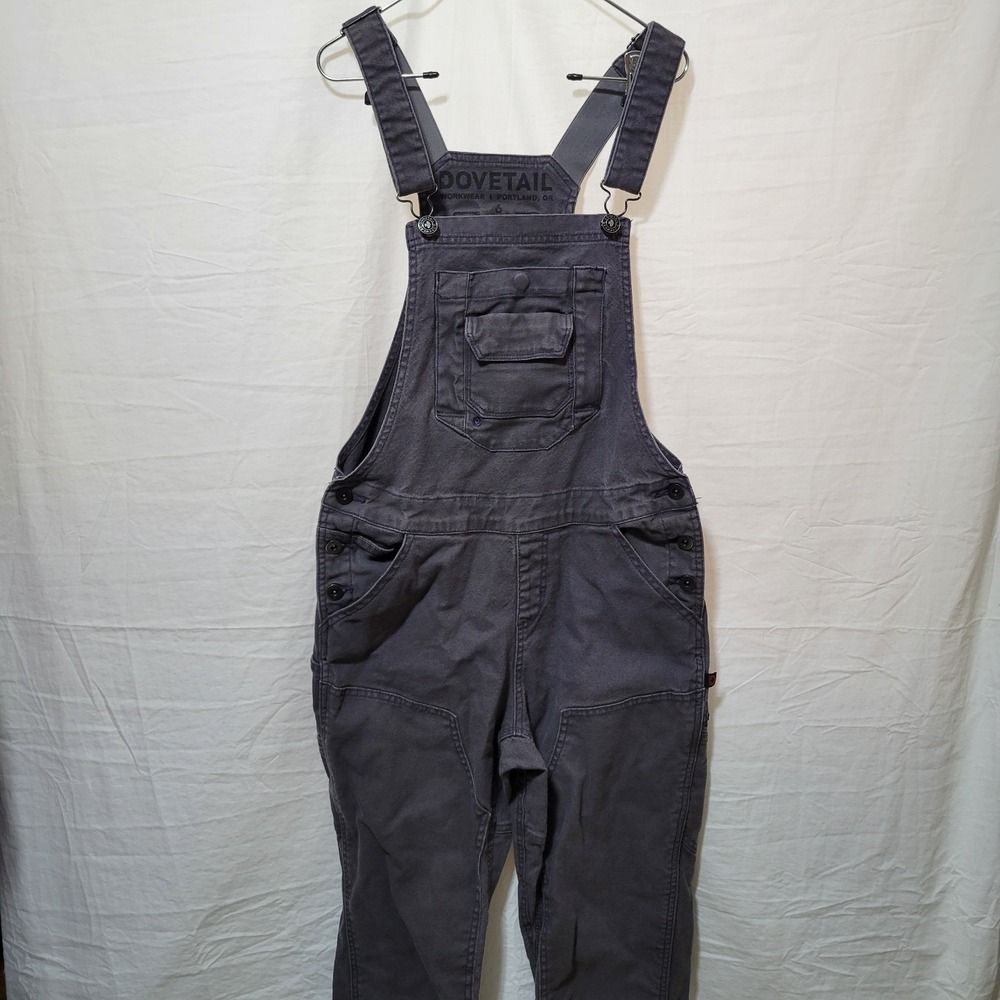 Dovetail Workwear Women's Freshly Overalls Gray Size 6 34" Inseam